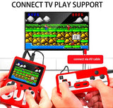 Children playing with a retro gaming console for kids connected to a TV, showcasing classic fun