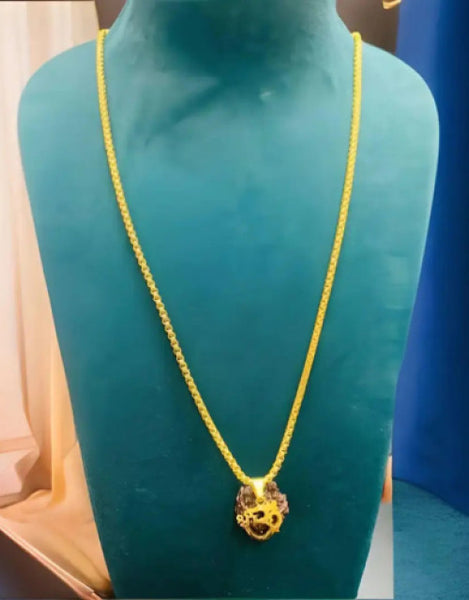 Elegant Rudraksha pendant with chain displayed on a velvet backdrop for Valentine’s Week gifting