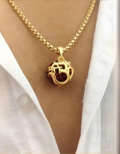 Elegant Rudraksha pendant with chain showcased on a stylish outfit, perfect for Valentine's Week