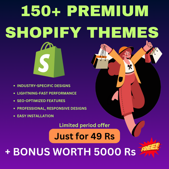 150 Premium Shopify Themes featuring SEO-optimized Shopify templates for professional online stores