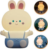 Cute silicone bunny night light in soft colors, perfect for children's rooms and nighttime comfort