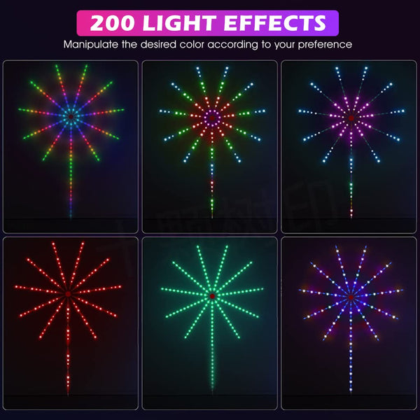 Smart firework LED light with 200 light effects for vibrant and customizable lighting options