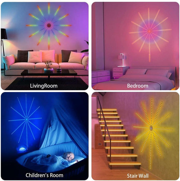 Smart firework LED light designed for versatile home decor in living rooms, bedrooms, and children's rooms