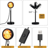 Sunset projection lamp 16 colors with 360 degrees rotation and HD crystal lens for stunning ambiance