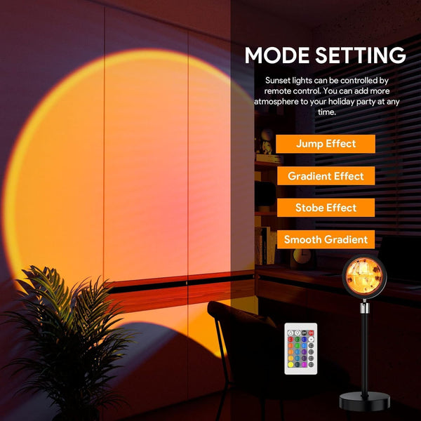 Sunset projection lamp 16 colors with remote control for creating ambiance in any room