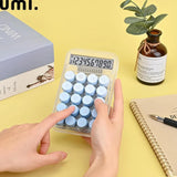 Transparent calculator gadget with light blue buttons for easy calculations and stylish desktop use