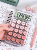 Transparent calculator gadget with large display and pink buttons for easy calculations in study settings