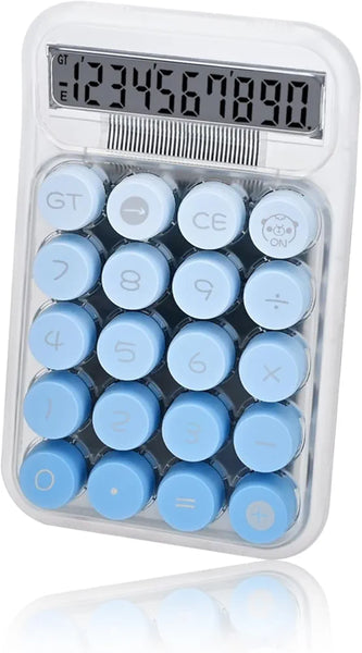 Transparent calculator gadget with a blue button layout and clear display for easy calculations