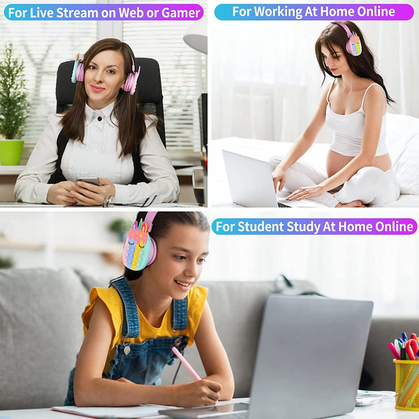 Unicorn Bluetooth Headphones for immersive online streaming, working from home, and studying