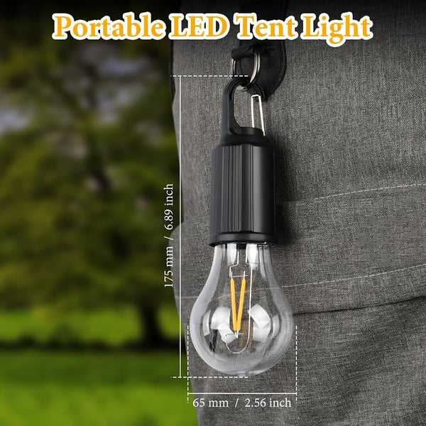 Portable LED tent light with USB emergency bulb light feature for outdoor use