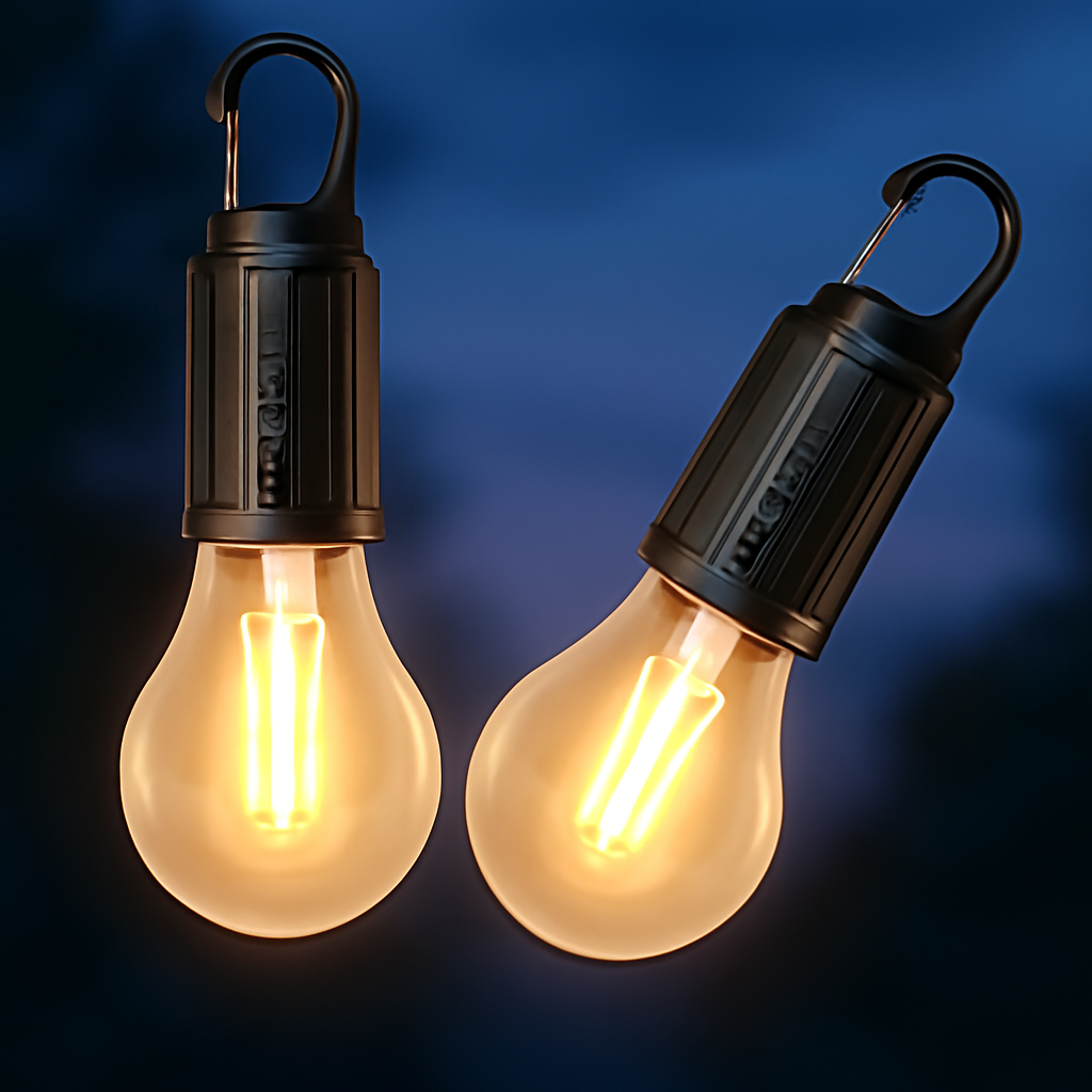 JispMart USB emergency bulb light with warm glow, perfect for power outages and outdoor activities