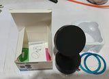 vnj54e-mk black round shower filter cartridge with installation instructions and blue rubber gaskets