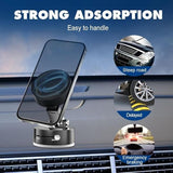 Magnetic car phone holder with strong adsorption for dashboard mounting and secure phone grip