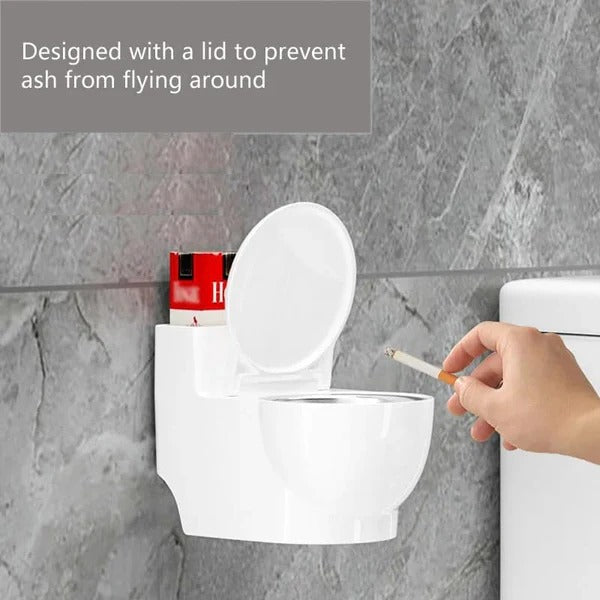 Wall-mounted toilet ashtray with a lid to prevent ash from flying around